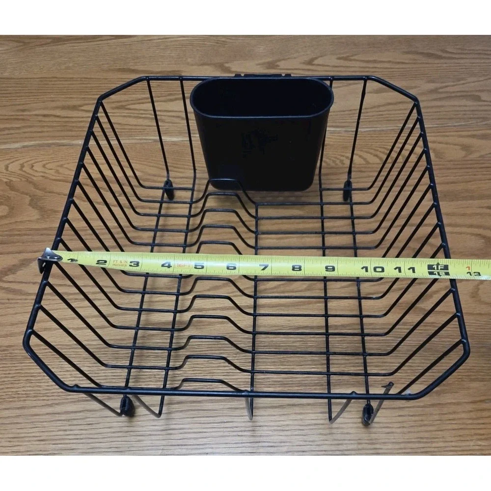 Vintage Black Rubbermaid Dish Drainer Drying Rack Coated Wire With Utensil Cup